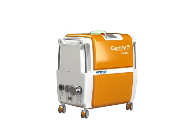 The Ortner Genny 1.0 is colored orange and white and shows the full front view 